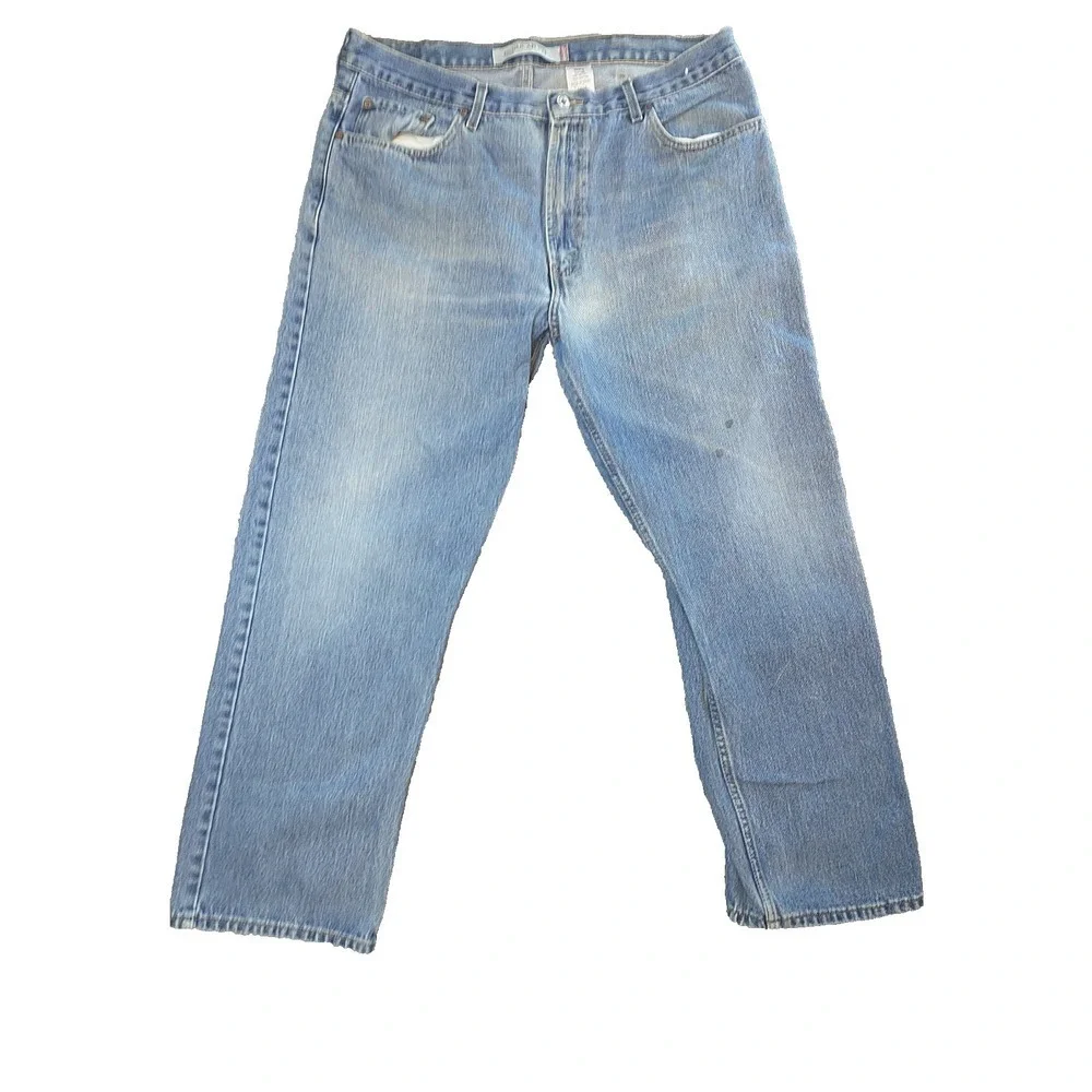 Levis 505 Regular Fit Jeans Mens 38x29 Light Wash Blue Straight Leg Denim Cotton